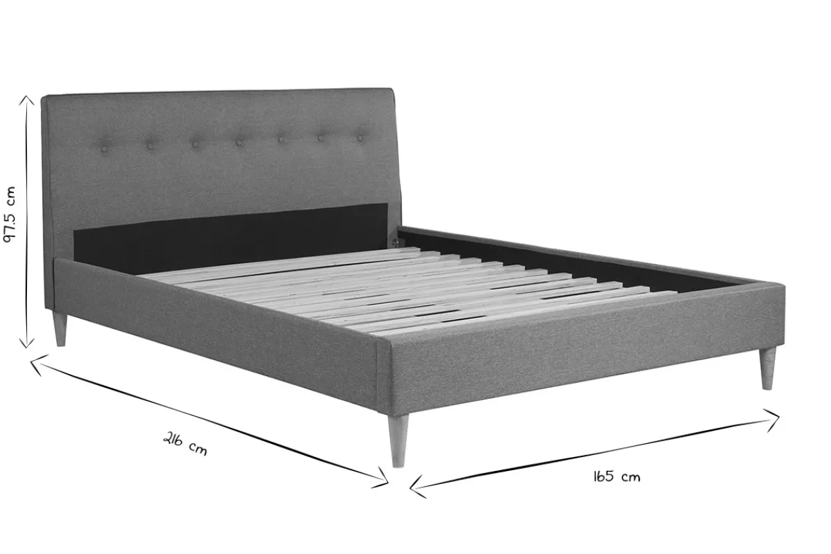 Miliboo Doppelbett 160x200 cm mit Bettkopfteil aus hellgrauem Stoff LEONCE* Betten Für Erwachsene