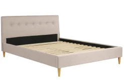 Miliboo Doppelbett 160x200 cm mit Bettkopfteil aus beigem Stoff LEONCE* Betten Für Erwachsene