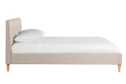Miliboo Doppelbett 160x200 cm mit Bettkopfteil aus beigem Stoff LEONCE* Betten Für Erwachsene