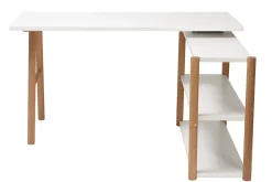 Miliboo Dreh-Schreibtisch skandinavisches Design Weiß und Eiche GILDA* Design-schreibtische