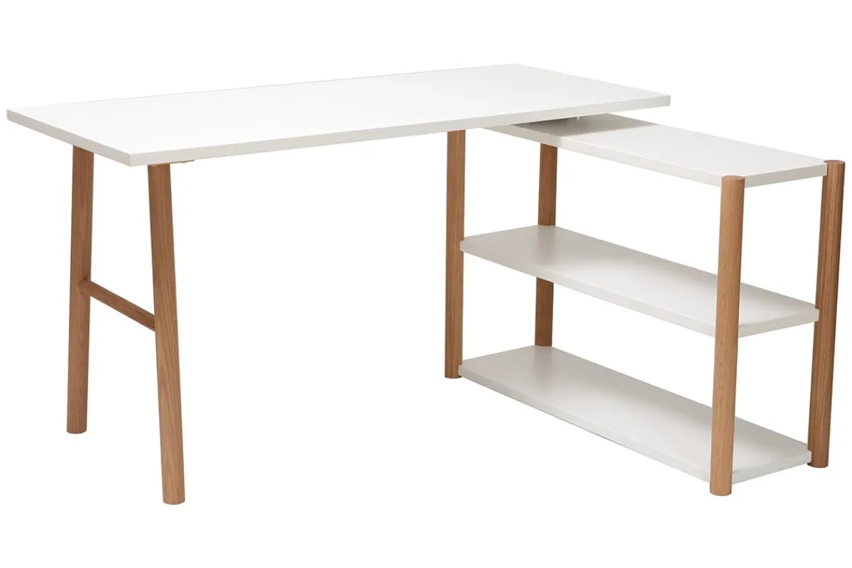 Miliboo Dreh-Schreibtisch skandinavisches Design Weiß und Eiche GILDA* Design-schreibtische