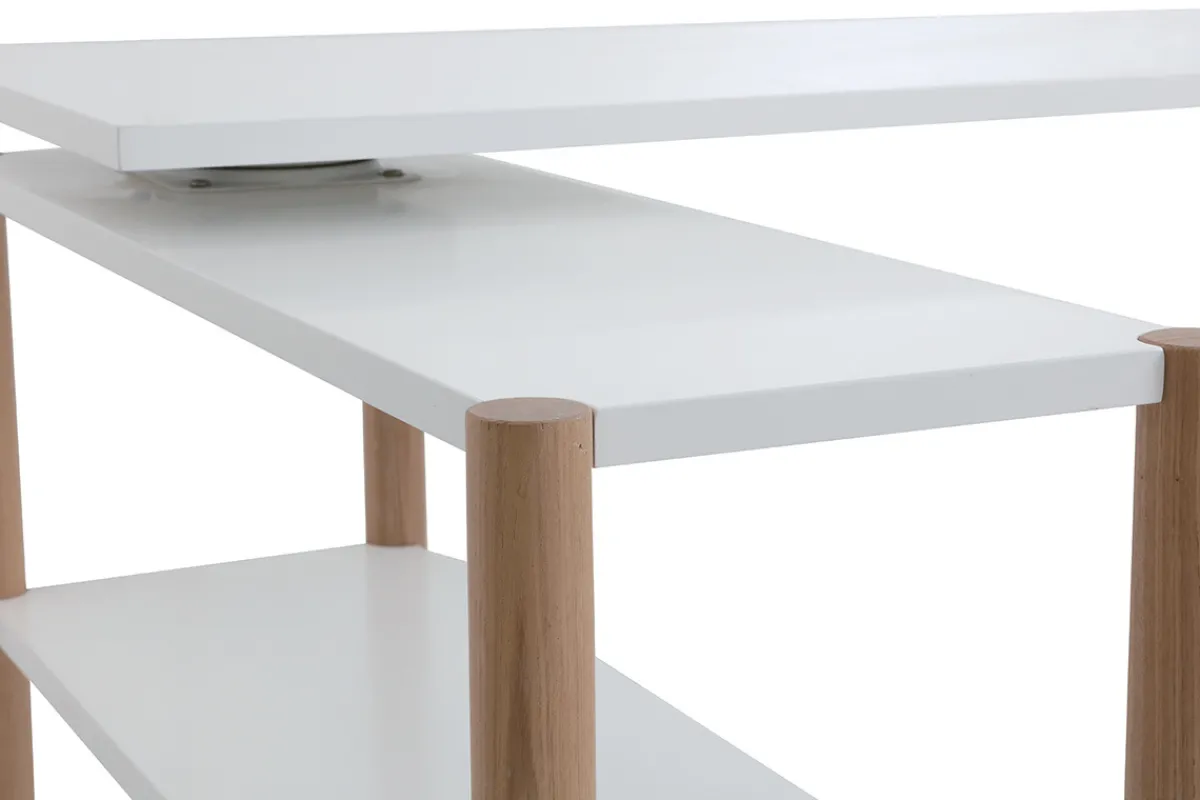 Miliboo Dreh-Schreibtisch skandinavisches Design Weiß und Eiche GILDA* Design-schreibtische