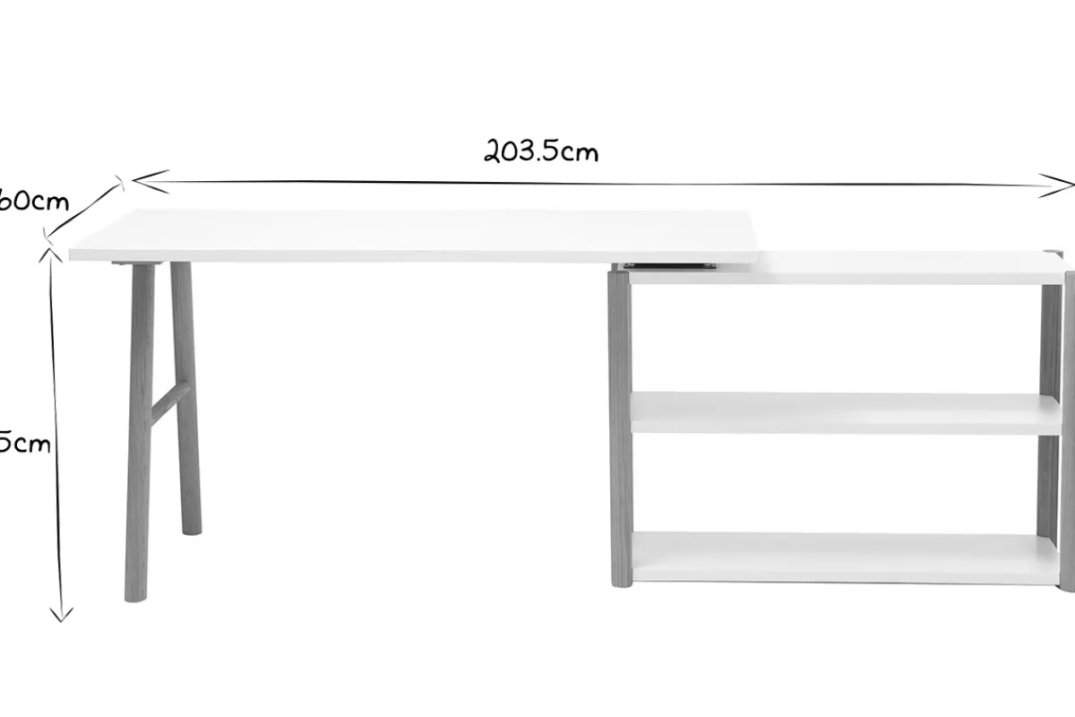 Miliboo Dreh-Schreibtisch skandinavisches Design Weiß und Eiche GILDA* Design-schreibtische