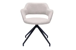 Miliboo Drehstuhl 360° aus beigem strukturiertem Samteffektstoff und schwarzem Metall JESSY* Design-stühle