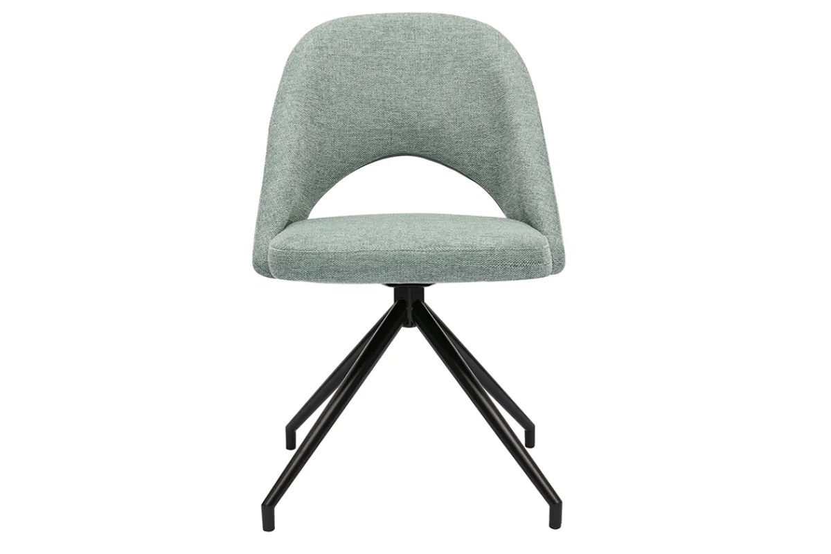 Miliboo 360°-Drehstuhl aus strukturiertem Samtstoff in Seladongrün und schwarzem Metall COSETTE* Design-stühle