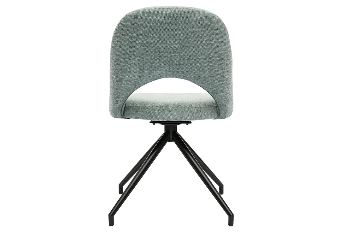 Miliboo 360°-Drehstuhl aus strukturiertem Samtstoff in Seladongrün und schwarzem Metall COSETTE* Design-stühle