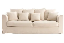 Miliboo Dreisitzer-Sofa skandinavisch aus leinfarbenem Stoff mit abnehmbarem Bezug FEVER* Design-sofas