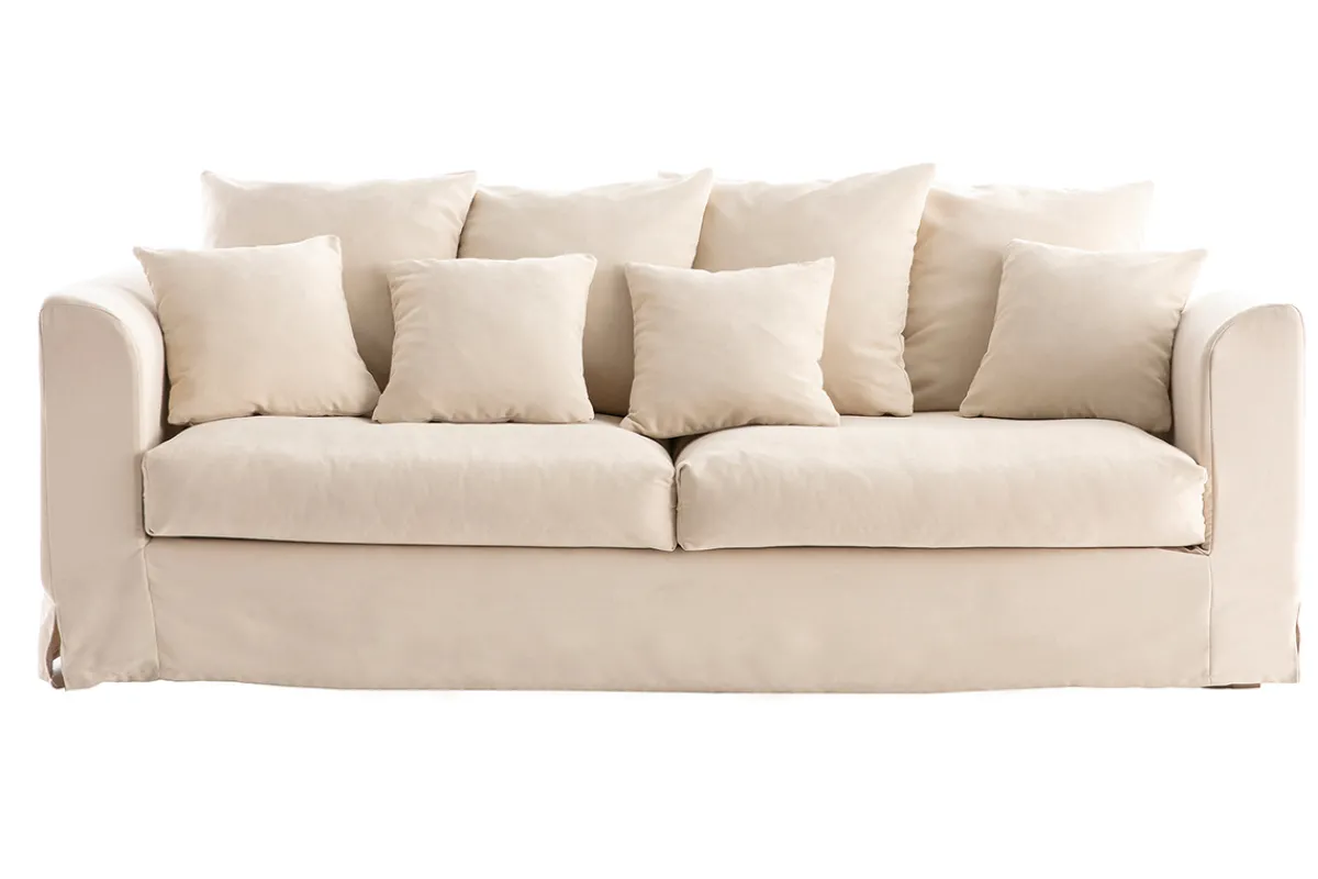 Miliboo Dreisitzer-Sofa skandinavisch aus leinfarbenem Stoff mit abnehmbarem Bezug FEVER* Design-sofas