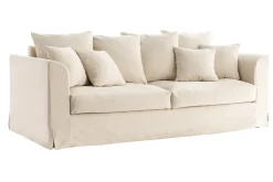 Miliboo Dreisitzer-Sofa skandinavisch aus leinfarbenem Stoff mit abnehmbarem Bezug FEVER* Design-sofas