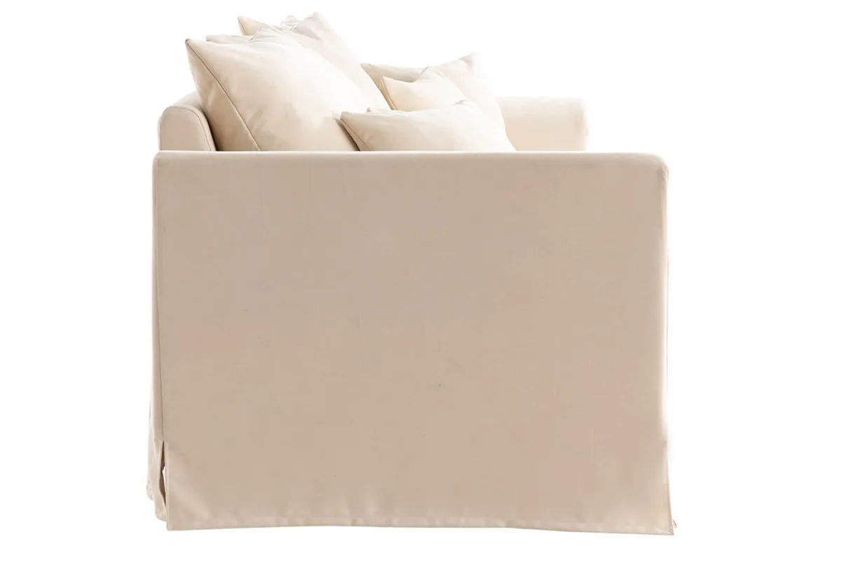 Miliboo Dreisitzer-Sofa skandinavisch aus leinfarbenem Stoff mit abnehmbarem Bezug FEVER* Design-sofas