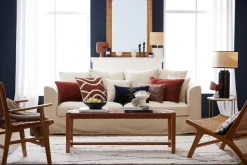 Miliboo Dreisitzer-Sofa skandinavisch aus leinfarbenem Stoff mit abnehmbarem Bezug FEVER* Design-sofas