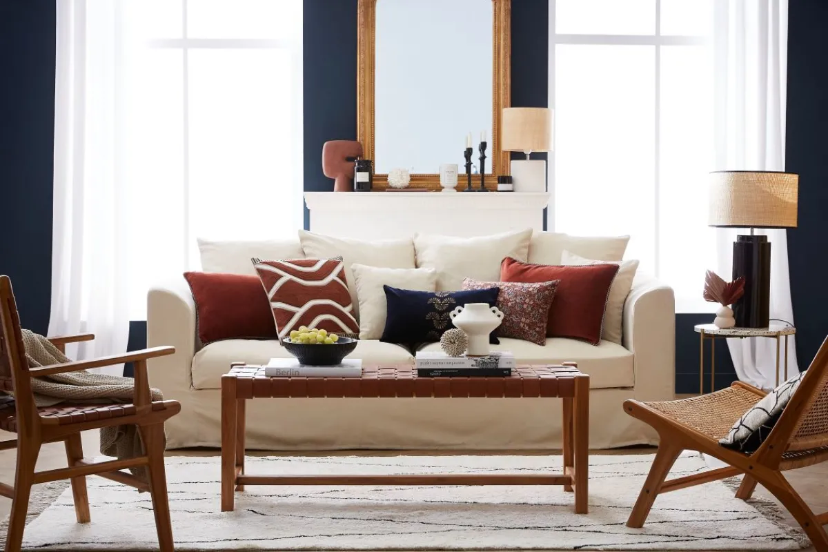 Miliboo Dreisitzer-Sofa skandinavisch aus leinfarbenem Stoff mit abnehmbarem Bezug FEVER* Design-sofas
