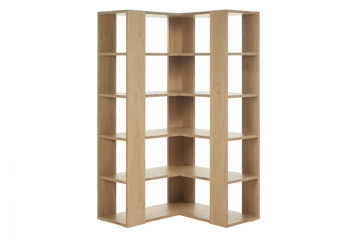 Miliboo Eck-Bücherregal in hellem Eichenholz und schwarzem Metall B95 cm MUSSO* Bücherregale|Bücherregale