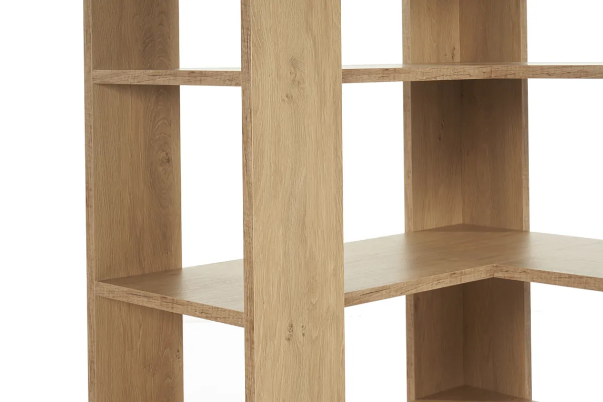 Miliboo Eck-Bücherregal in hellem Eichenholz und schwarzem Metall B95 cm MUSSO* Bücherregale|Bücherregale