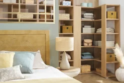 Miliboo Eck-Bücherregal in hellem Eichenholz und schwarzem Metall B95 cm MUSSO* Bücherregale|Bücherregale