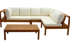 Miliboo Eck-Gartenmöbel aus massivem Akazienholz mit beigen Kissen BELIZE* Garten Lounge-möbel