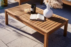 Miliboo Eck-Gartenmöbel aus massivem Akazienholz mit beigen Kissen BELIZE* Garten Lounge-möbel