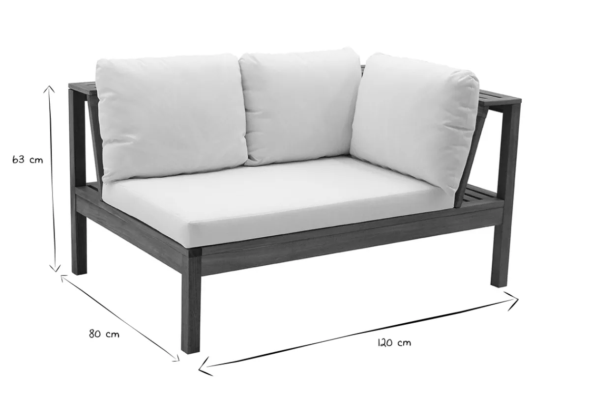 Miliboo Eck-Gartenmöbel aus massivem Akazienholz mit beigen Kissen BELIZE* Garten Lounge-möbel