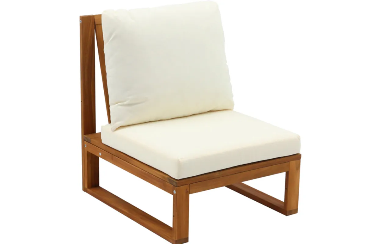 Miliboo Eck-Gartenmöbel aus Massivholz mit abziehbaren Kissen in Beige 6/8-Sitzer SALSA* Garten Lounge-möbel