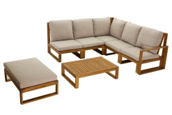 Miliboo Eck-Gartenmöbel aus Massivholz mit abziehbaren Kissen in Taupe 6/8-Sitzer SALSA* Garten Lounge-möbel
