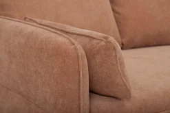 Miliboo Eck-Schlafsofa mit Stauraum 3/4-Sitzer Stoff in Terracotta und helles Holz DRISS* Schlafsofas|Ecksofas