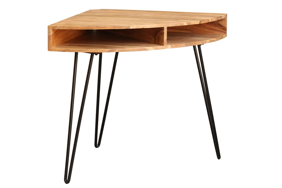 Miliboo Eckschreibtisch aus massivem Akazienholz und schwarzem Metall GOSBY* Design-schreibtische