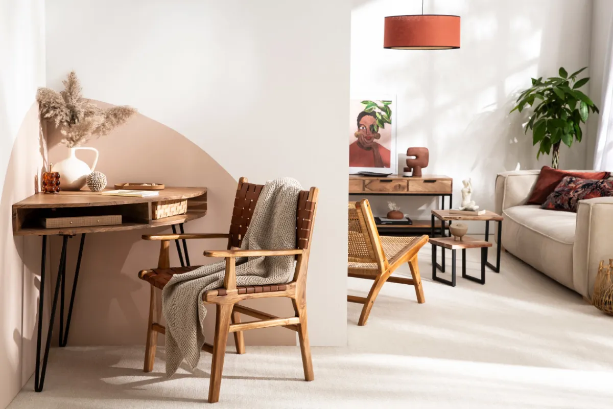 Miliboo Eckschreibtisch aus massivem Akazienholz und schwarzem Metall GOSBY* Design-schreibtische