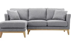 Miliboo Ecksofa links OSLO im skandinavischen Stil aus hellgrauem, abziehbarem Stoff* Ecksofas