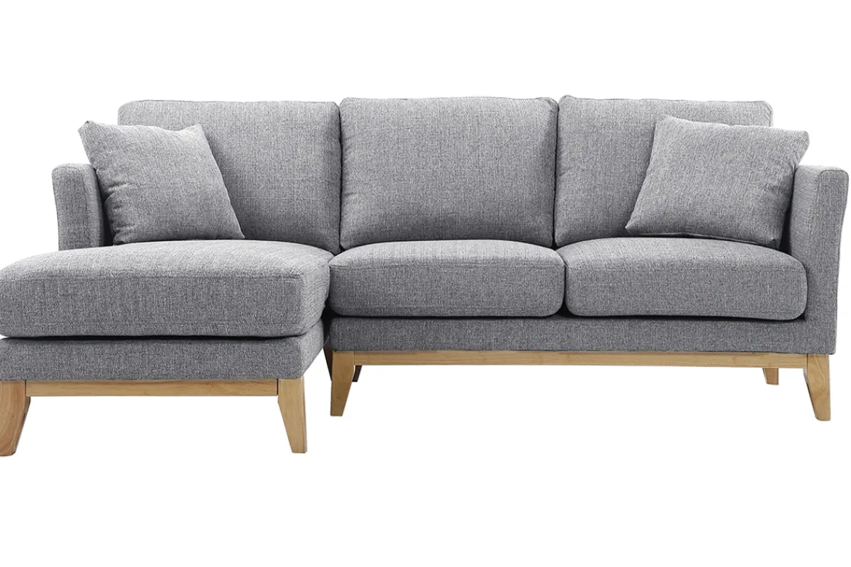 Miliboo Ecksofa links OSLO im skandinavischen Stil aus hellgrauem, abziehbarem Stoff* Ecksofas
