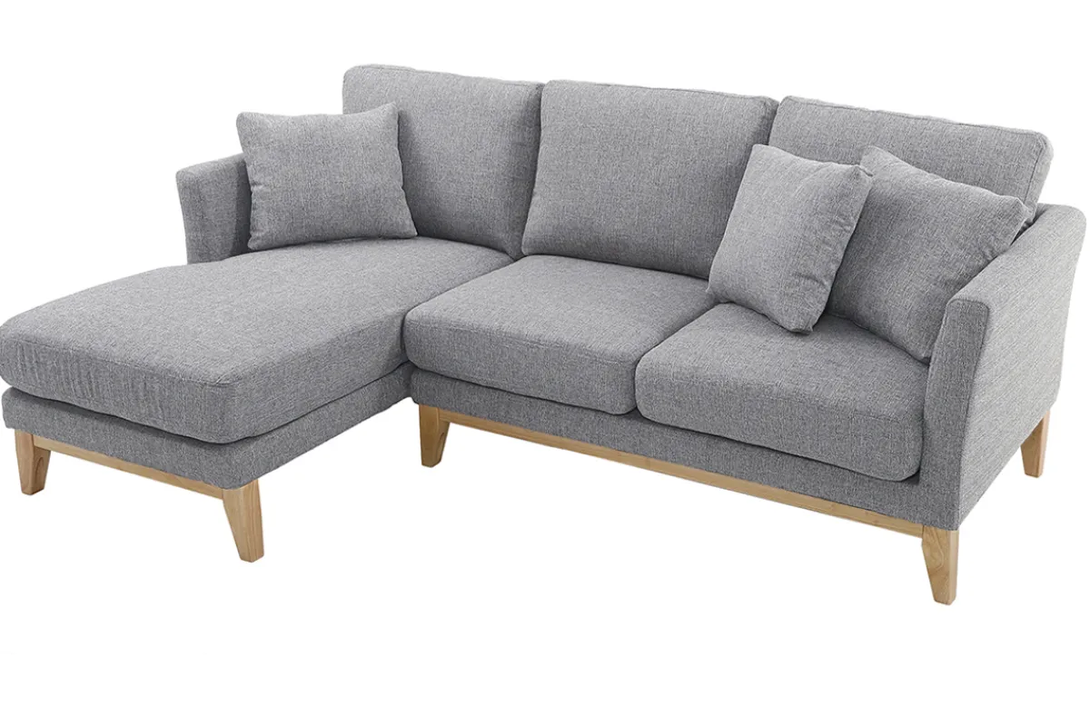 Miliboo Ecksofa links OSLO im skandinavischen Stil aus hellgrauem, abziehbarem Stoff* Ecksofas