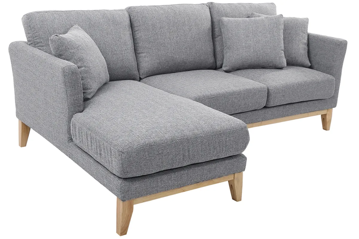 Miliboo Ecksofa links OSLO im skandinavischen Stil aus hellgrauem, abziehbarem Stoff* Ecksofas