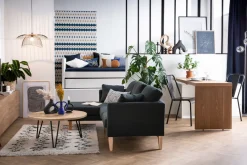 Miliboo Ecksofa links OSLO im skandinavischen Stil aus hellgrauem, abziehbarem Stoff* Ecksofas