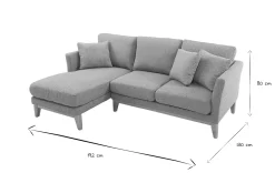 Miliboo Ecksofa links OSLO im skandinavischen Stil aus hellgrauem, abziehbarem Stoff* Ecksofas