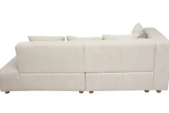 Miliboo Ecksofa links 3-Sitzer aus beigem Cord-Flachgewebe und hellem Holz HARLEM* Ecksofas