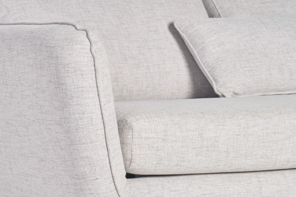 Miliboo Ecksofa mit 5 Sitzplätzen, umwandelbar, skandinavisches Design, in hellgrauem meliertem Stoff und hellem Holz CREEP* Schlafsofas|Ecksofas