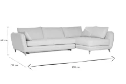 Miliboo Ecksofa mit 5 Sitzplätzen, umwandelbar, skandinavisches Design, in hellgrauem meliertem Stoff und hellem Holz CREEP* Schlafsofas|Ecksofas