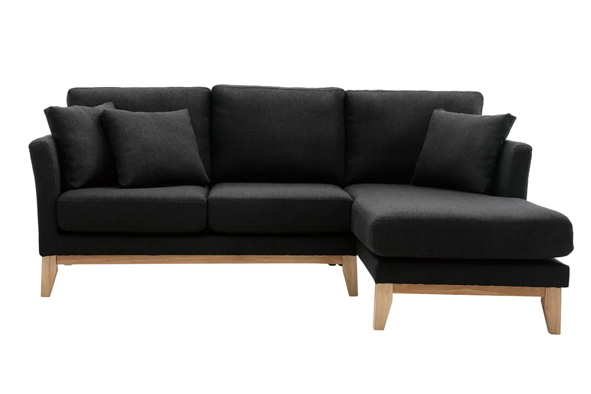 Miliboo Ecksofa rechts OSLO im skandinavischen Stil aus dunkelgrauem, abziehbarem Stoff* Ecksofas