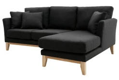 Miliboo Ecksofa rechts OSLO im skandinavischen Stil aus dunkelgrauem, abziehbarem Stoff* Ecksofas
