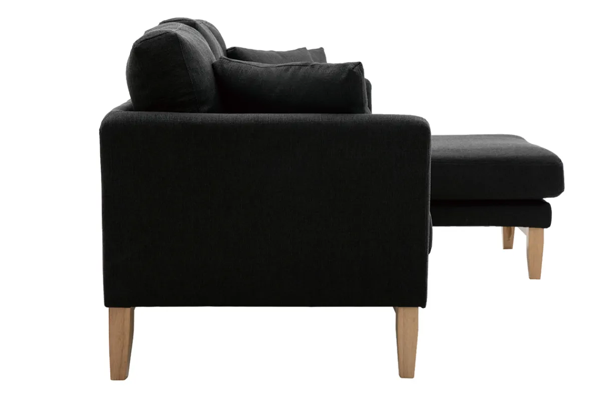 Miliboo Ecksofa rechts OSLO im skandinavischen Stil aus dunkelgrauem, abziehbarem Stoff* Ecksofas