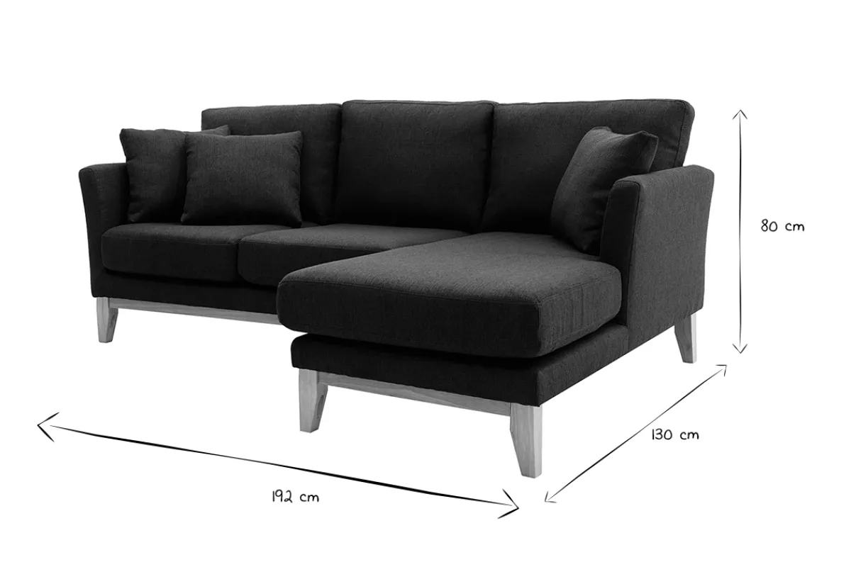 Miliboo Ecksofa rechts OSLO im skandinavischen Stil aus dunkelgrauem, abziehbarem Stoff* Ecksofas