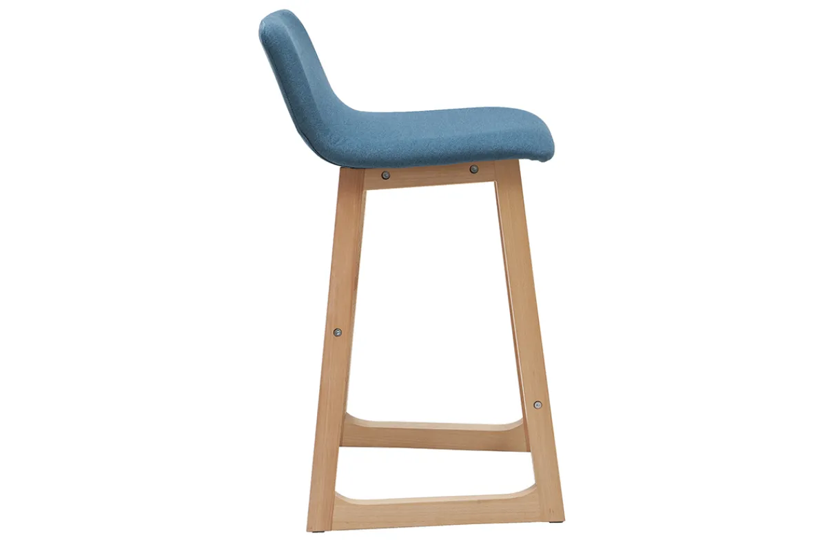 Miliboo 2er-Set Barhocker helles Holz und grauer Stoff OSAKA* Barhocker