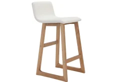 Miliboo 2er-Set Barhocker helles Holz und PU Weiß OSAKA* Barhocker