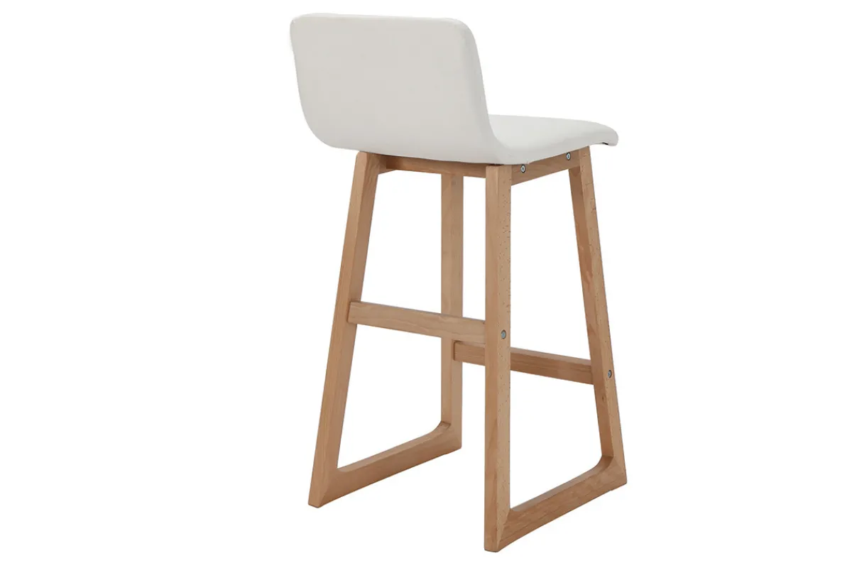 Miliboo 2er-Set Barhocker helles Holz und PU Weiß OSAKA* Barhocker