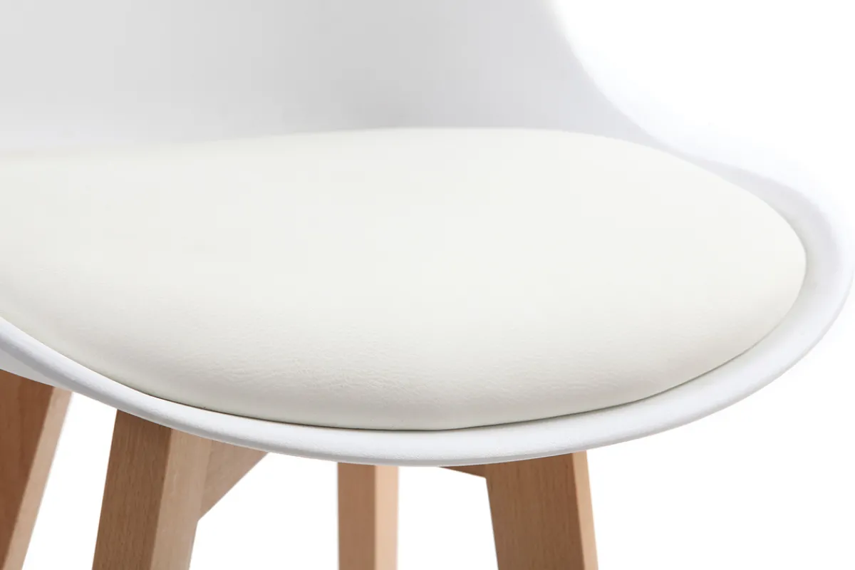 Miliboo 2er-Set Design-Barhocker Weiß und Holz 65 cm PAULINE* Barhocker