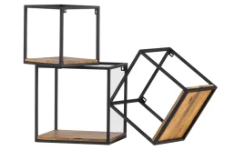Miliboo 3er-Set quadratischer Wandregale YPSTER schwarzes Metall und Mangoholz* Wandregale|Alle Dekoration