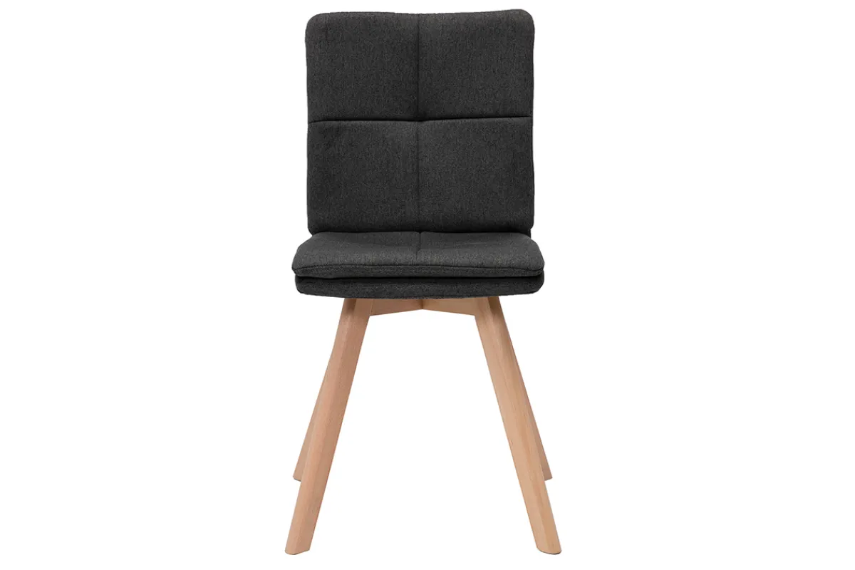 Miliboo 2er-Set Stühle skandinavisch grauer Stoff mit hellen Holzbeinen THEA* Design-stühle
