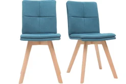 Miliboo 2er-Set Stühle skandinavisch blauer Stoff mit hellen Holzbeinen THEA* Design-stühle