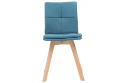 Miliboo 2er-Set Stühle skandinavisch blauer Stoff mit hellen Holzbeinen THEA* Design-stühle