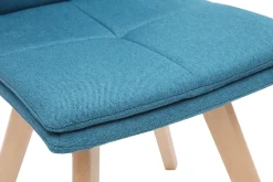 Miliboo 2er-Set Stühle skandinavisch blauer Stoff mit hellen Holzbeinen THEA* Design-stühle