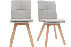 Miliboo 2er-Set Stühle skandinavisch Naturfarben Stoff mit hellen Holzbeinen THEA* Design-stühle